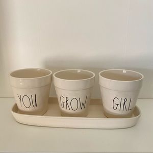 Rae Dunn LL YOU GROW GIRL Plant Pots Set of 3